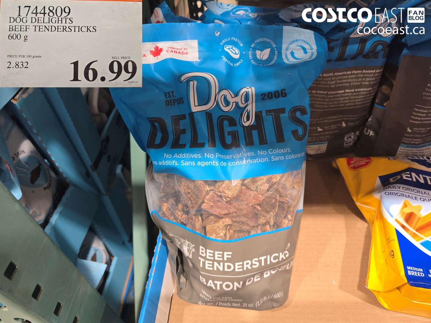 1744809 DOG DELIGHTS BEEF TENDERSTICKS 600 G $16.99