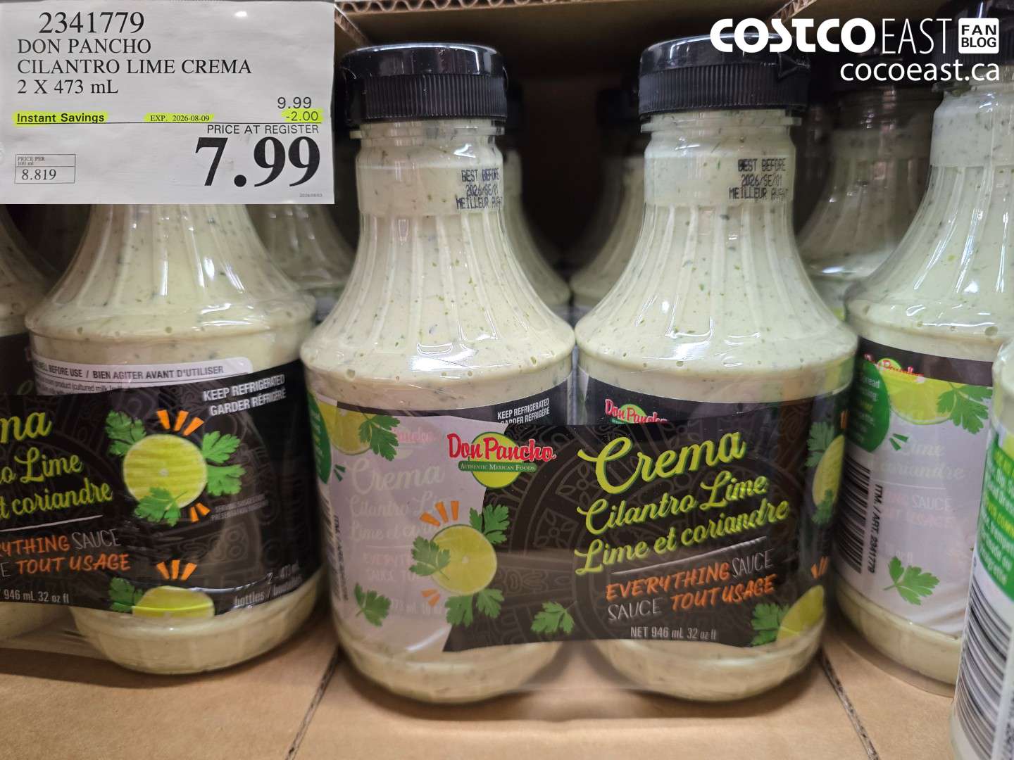 2341779 DON PANCHO CILANTRO LIME CREMA 2 X 473 ML ($2.00 INSTANT SAVINGS EXPIRES ON 2026-08-09) $7.99