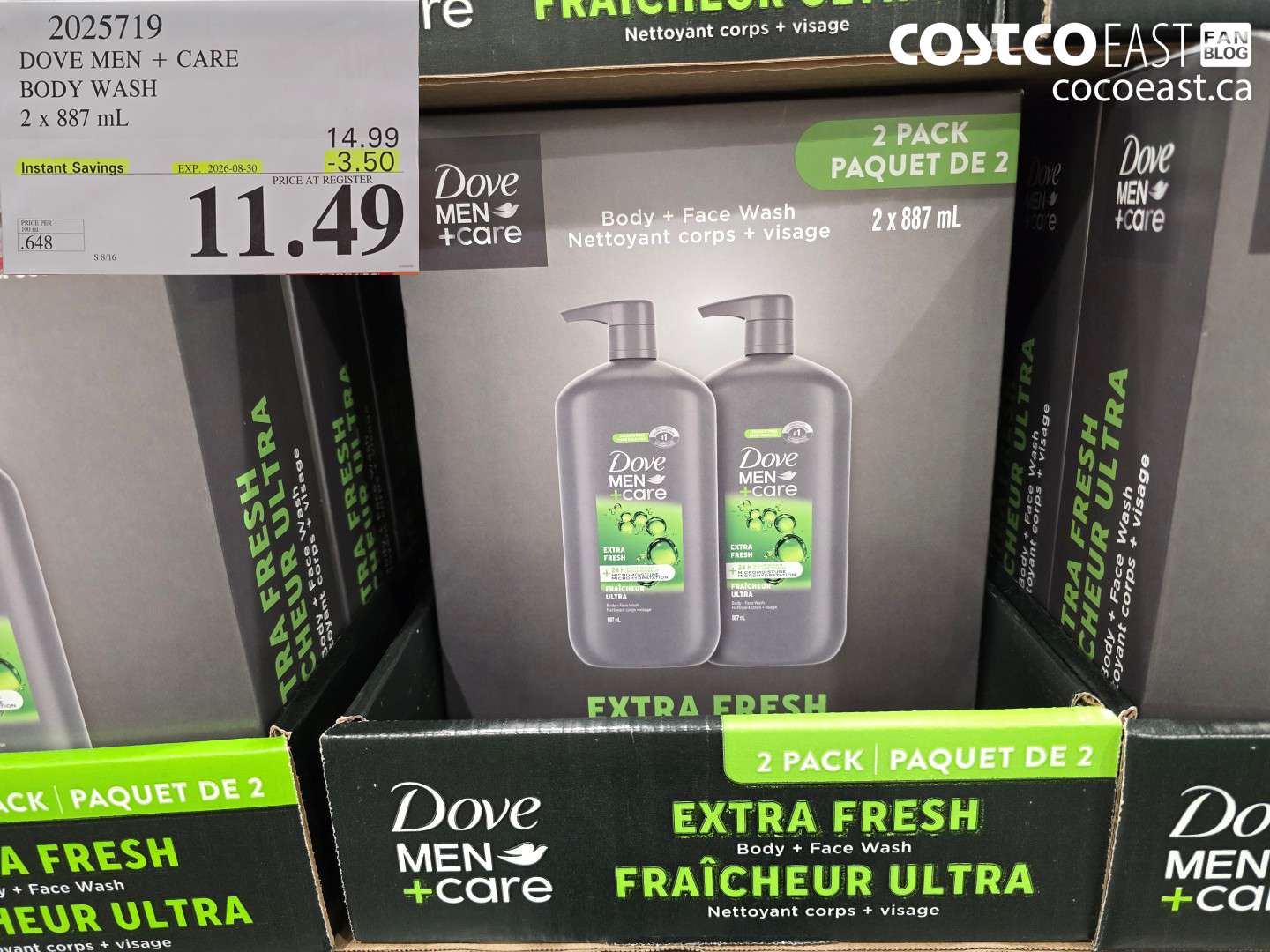 2025719 DOVE MEN + CARE BODY WASH 2 X 887 ML ($3.50 INSTANT SAVINGS EXPIRES ON 2026-08-30) $11.49