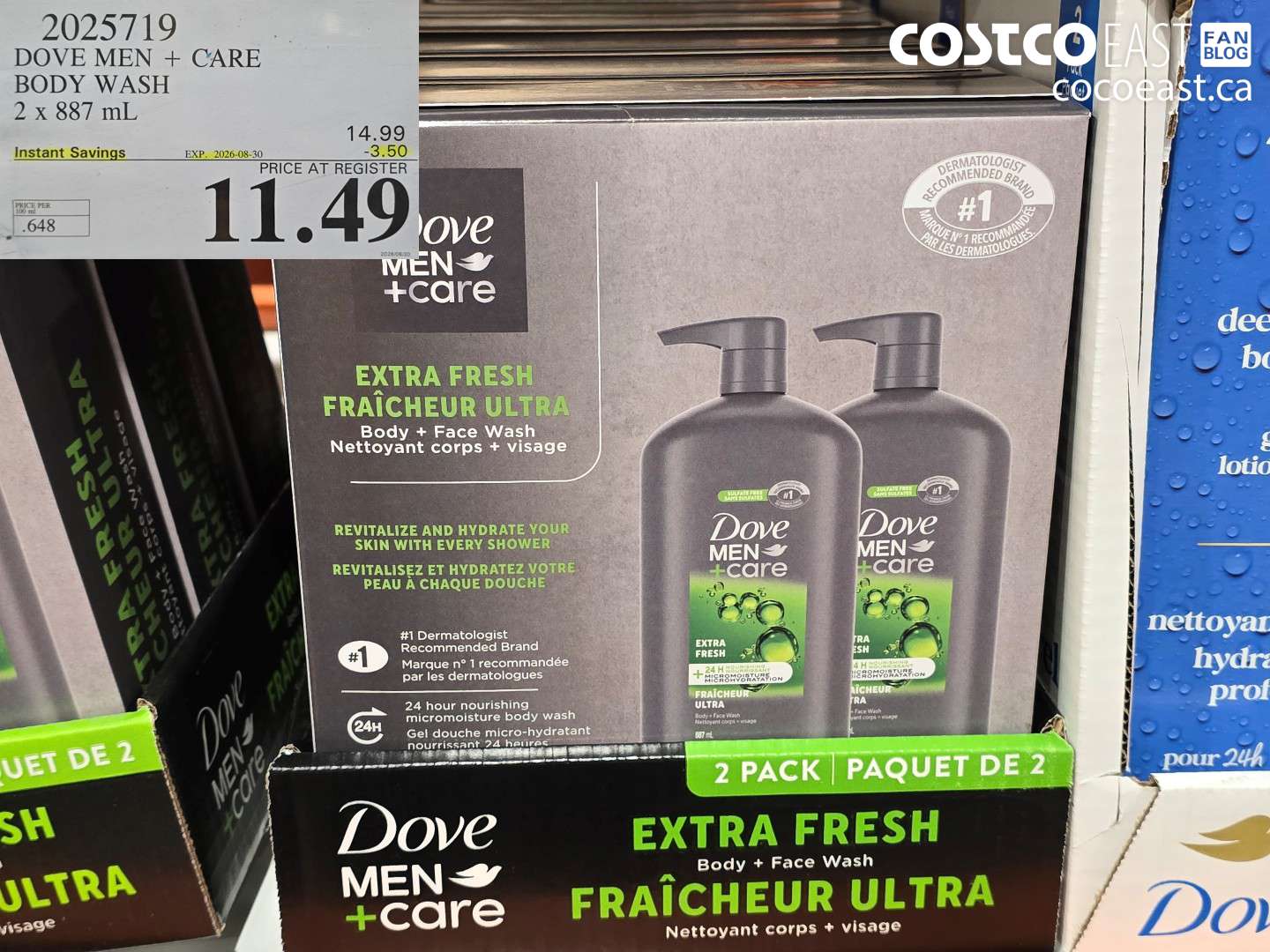 2025719 DOVE MEN + CARE BODY WASH 2 X 887 ML ($3.50 INSTANT SAVINGS EXPIRES ON 2026-08-30) $11.49