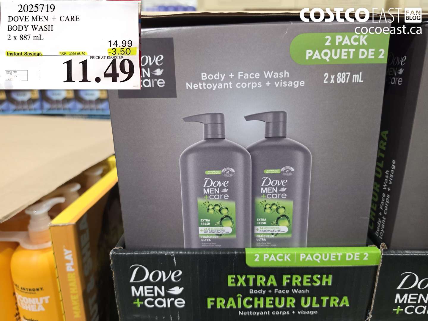 2025719 DOVE MEN + CARE BODY WASH 2 X 887 ML ($3.50 INSTANT SAVINGS EXPIRES ON 2026-08-30) $11.49