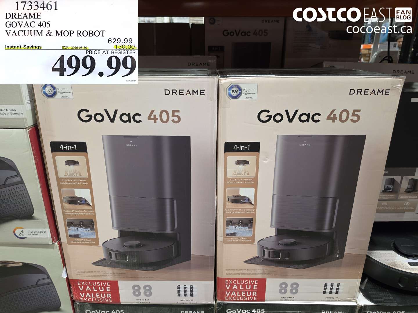 1733461 DREAME GOVAC 405 VACUUM & MOP ROBOT ($130.00 INSTANT SAVINGS EXPIRES ON 2026-08-30) $499.99