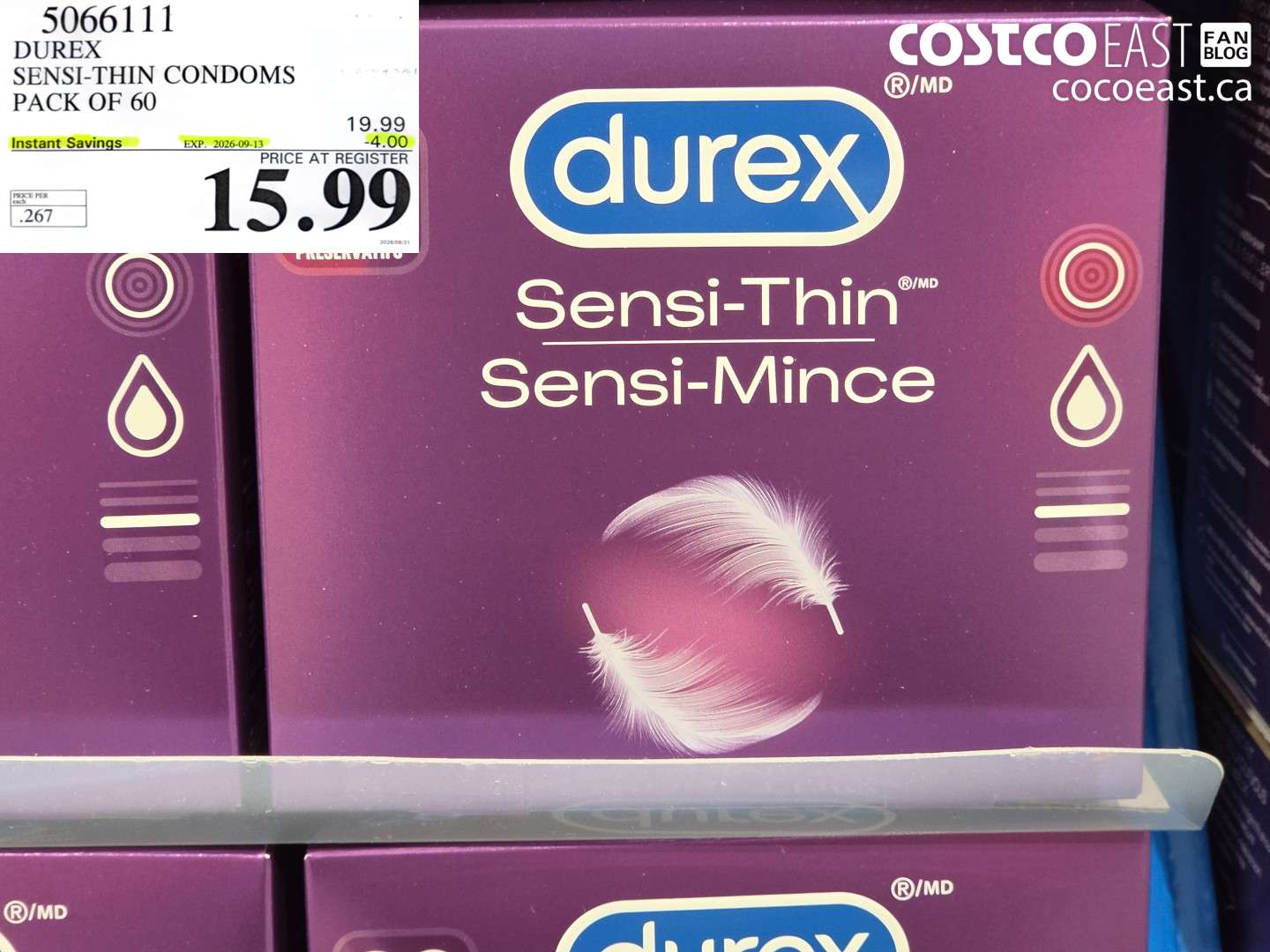 5066111 DUREX SENSI-THIN CONDOMS PACK OF 60 ($4.00 INSTANT SAVINGS EXPIRES ON 2026-09-13) $15.99