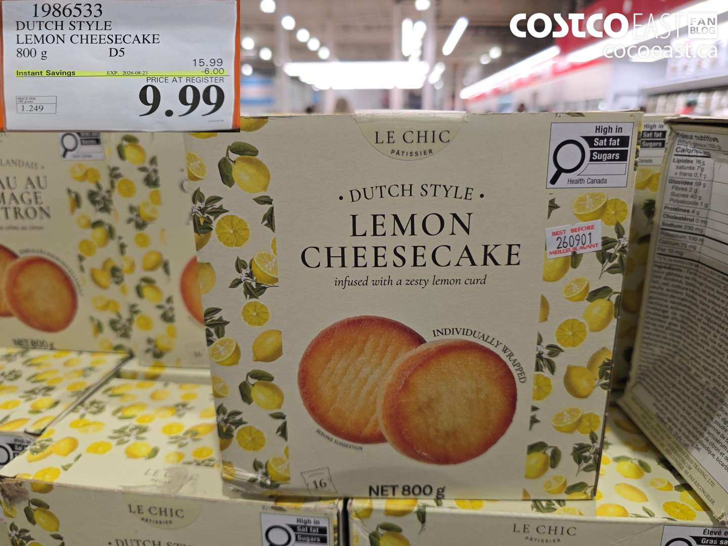 1986533 DUTCH STYLE LEMON CHEESECAKE 800 G ($6.00 INSTANT SAVINGS EXPIRES ON 2026-08-23) $9.99