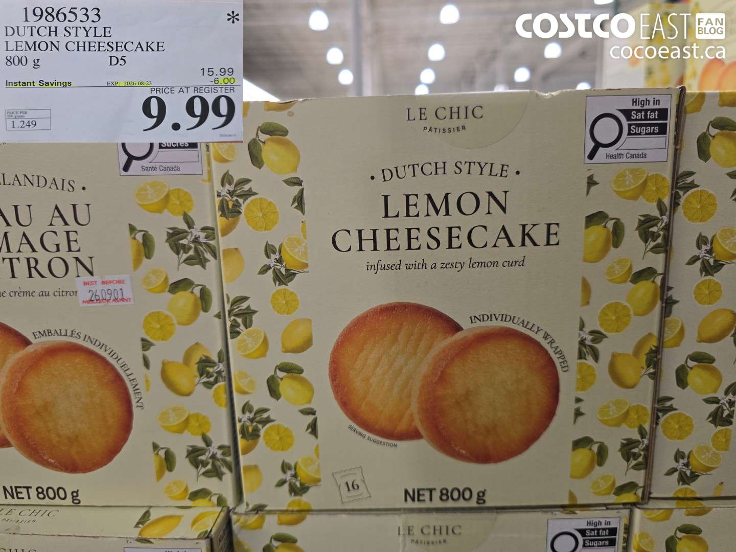 1986533 DUTCH STYLE LEMON CHEESECAKE 800 G ($6.00 INSTANT SAVINGS EXPIRES ON 2026-08-23) $9.99