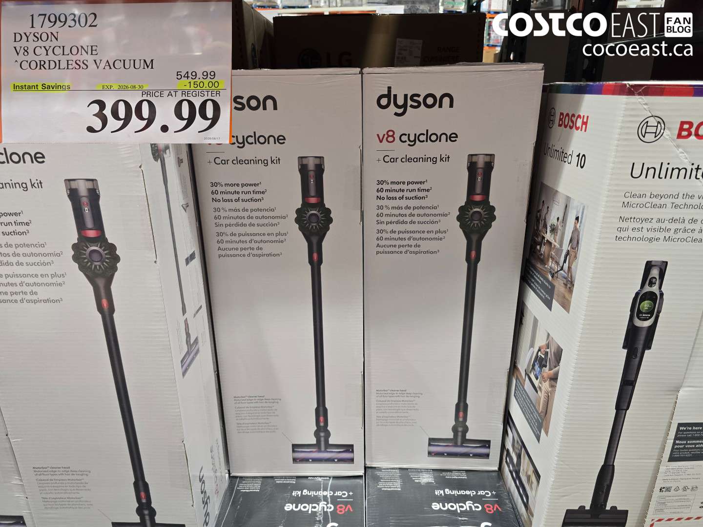1799302 DYSON V8 CYCLONE CORDLESS VACUUM ($150.00 INSTANT SAVINGS EXPIRES ON 2026-08-30) $399.99