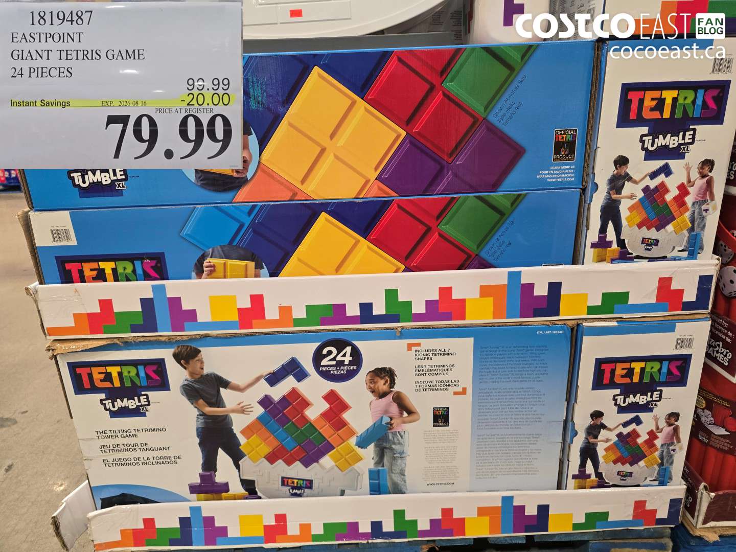1819487 EASTPOINT GIANT TETRIS GAME 24 PIECES ($20.00 INSTANT SAVINGS EXPIRES ON 2026-08-16) $79.99