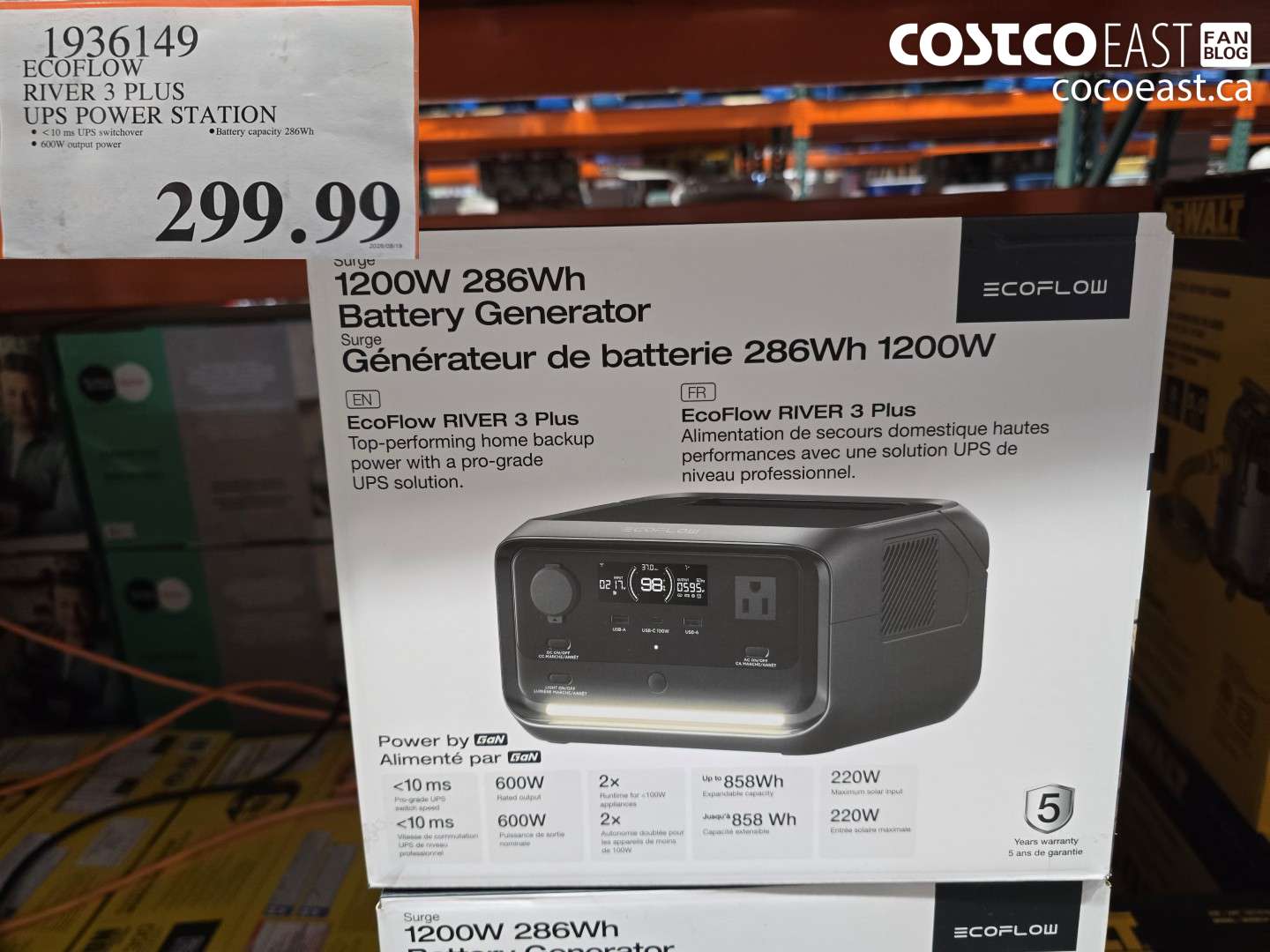 1936149 ECOFLOW RIVER 3 PLUS UPS POWER STATION $299.99