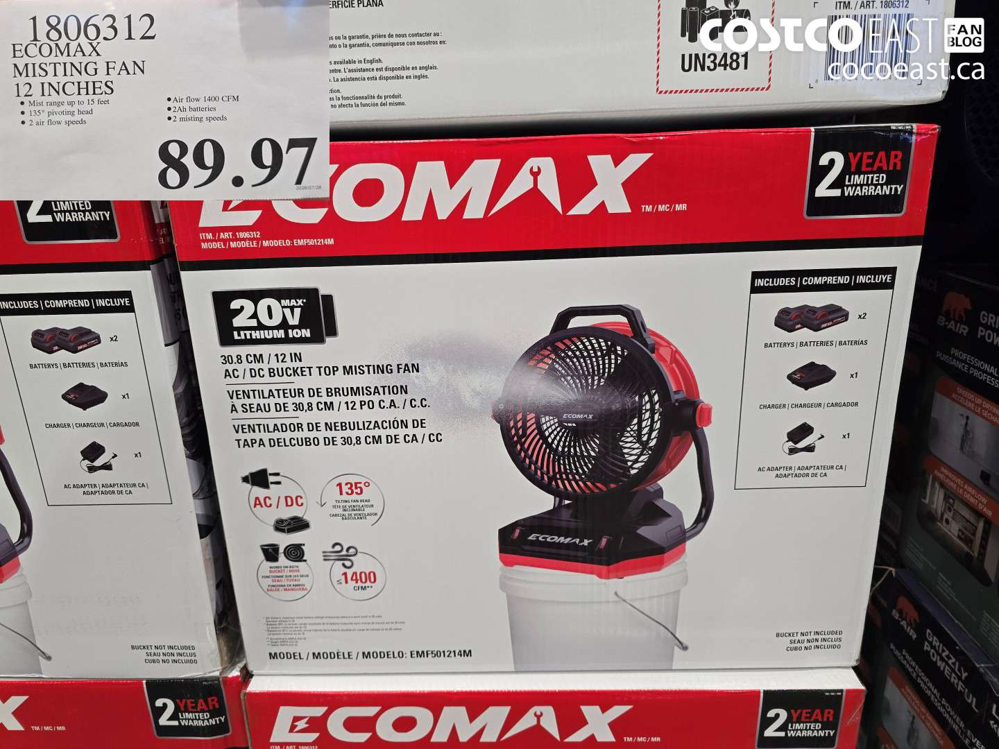 1806312 ECOMAX MISTING FAN 12 INCHES $89.97