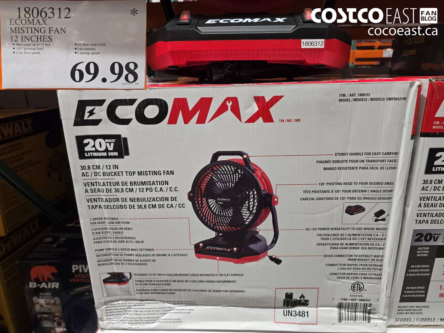 1806312 ECOMAX MISTING FAN 12 INCHES $69.98