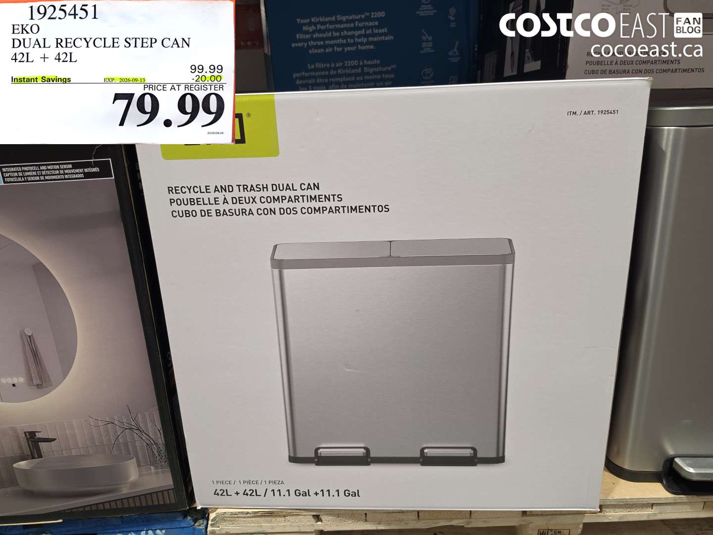1925451 EKO DUAL RECYCLE STEP CAN 42L + 42L ($20.00 INSTANT SAVINGS EXPIRES ON 2026-09-13) $79.99