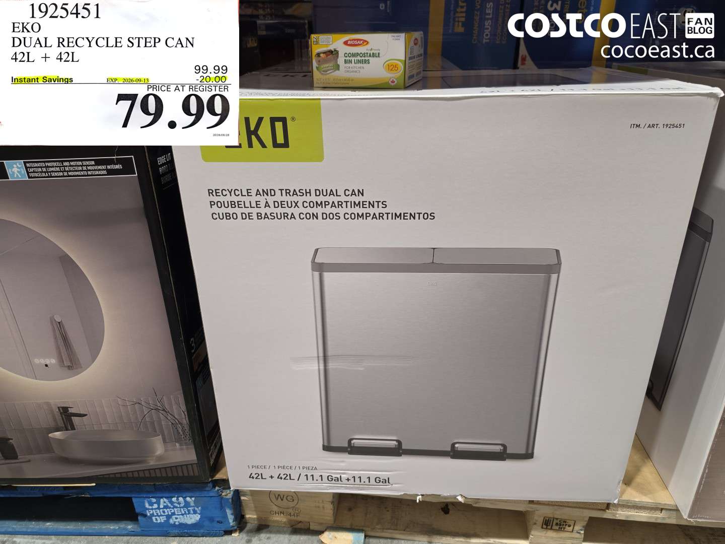 1925451 EKO DUAL RECYCLE STEP CAN 42L + 42L ($20.00 INSTANT SAVINGS EXPIRES ON 2026-09-13) $79.99