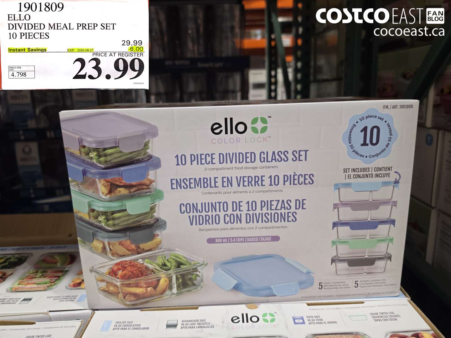 1901809 ELLO DIVIDED MEAL PREP SET 10 PIECES ($6.00 INSTANT SAVINGS EXPIRES ON 2026-08-27) $23.99