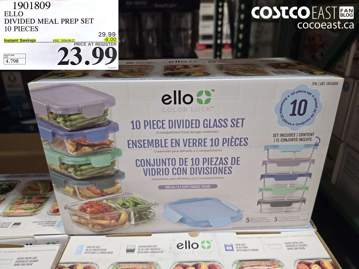 1901809 ELLO DIVIDED MEAL PREP SET 10 PIECES ($6.00 INSTANT SAVINGS EXPIRES ON 2026-08-27) $23.99