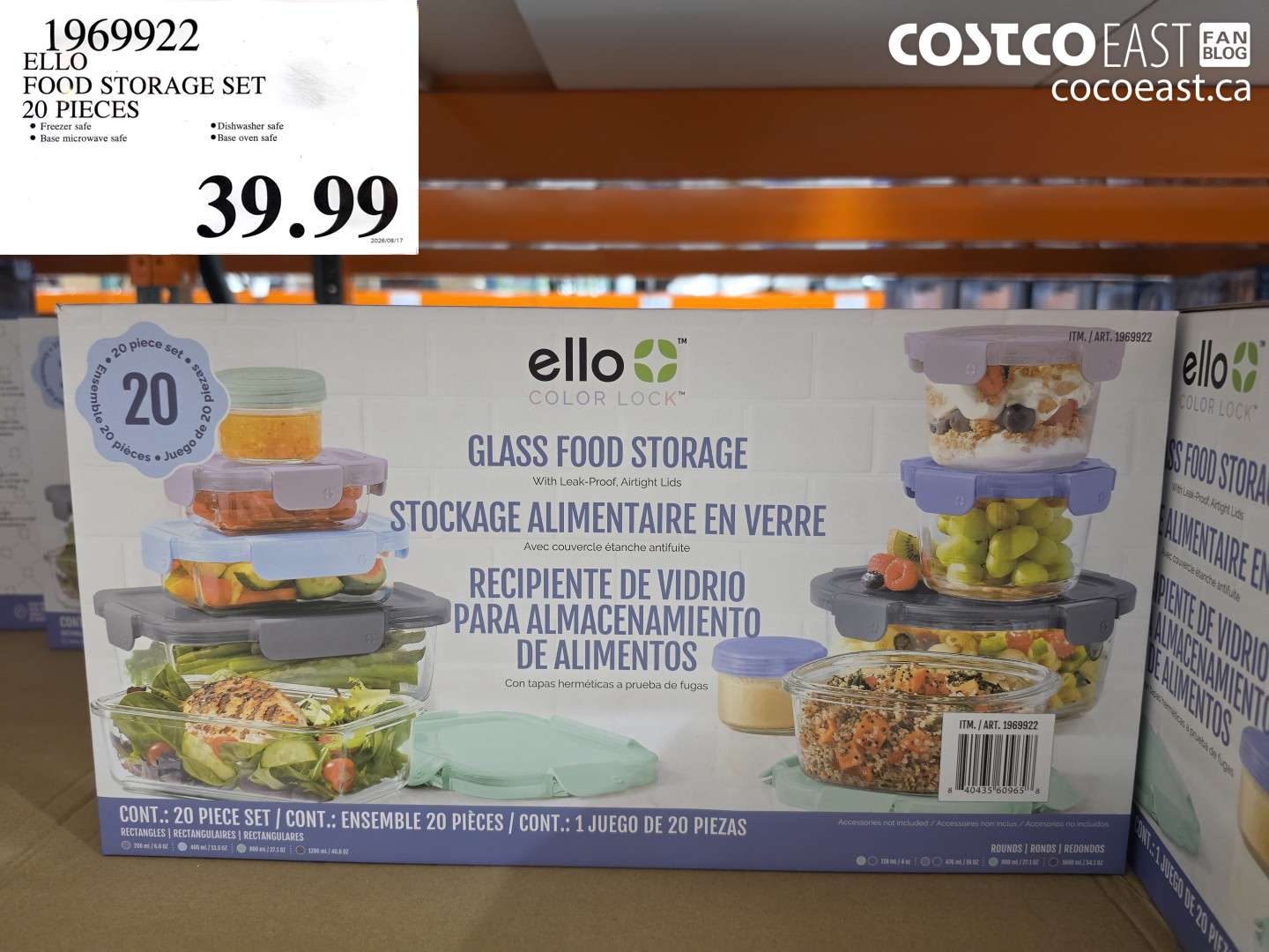 1969922 ELLO FOOD STORAGE SET 20 PIECES $39.99