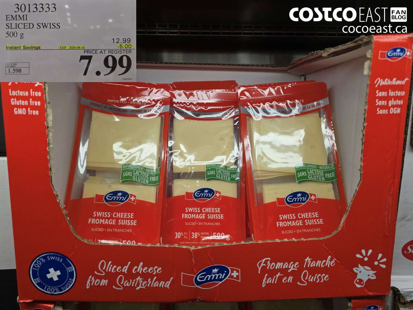 3013333 EMMI SLICED SWISS 500 G ($5.00 INSTANT SAVINGS EXPIRES ON 2026-08-16) $7.99