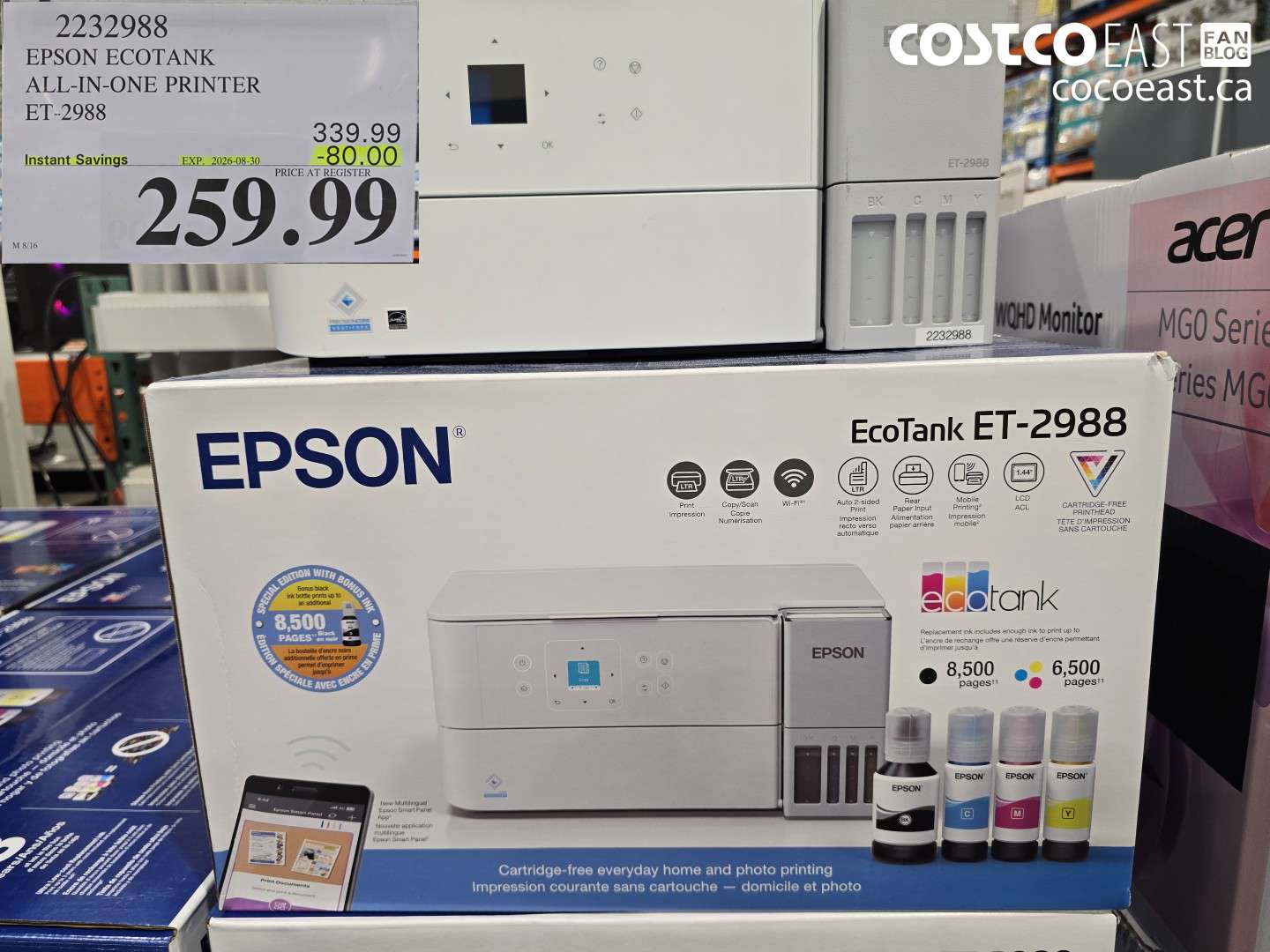 2232988 EPSON ECOTANK ALL-IN-ONE PRINTER ET-2988 ($80.00 INSTANT SAVINGS EXPIRES ON 2026-08-30) $259.99