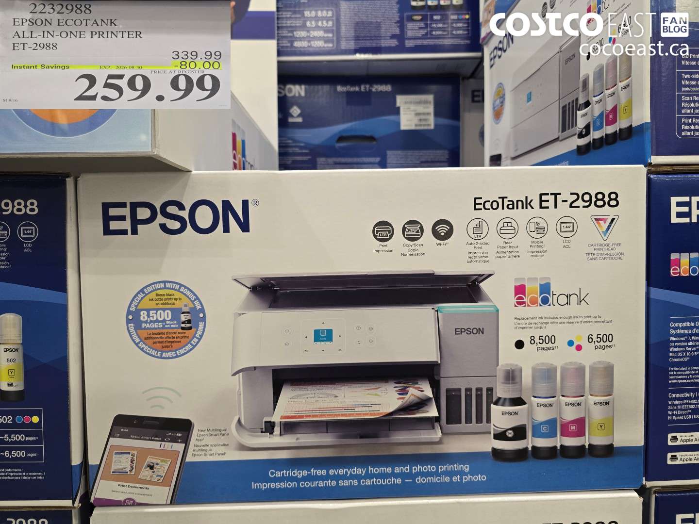 2232988 EPSON ECOTANK ALL-IN-ONE PRINTER ET-2988 ($80.00 INSTANT SAVINGS EXPIRES ON 2026-08-30) $259.99