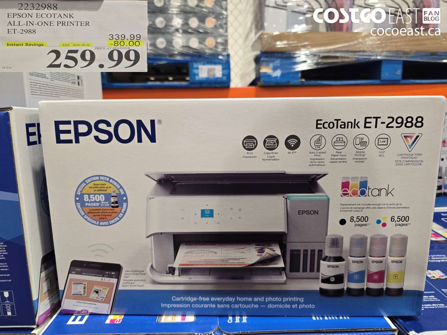 2232988 EPSON ECOTANK ALL-IN-ONE PRINTER ET-2988 ($80.00 INSTANT SAVINGS EXPIRES ON 2026-08-30) $259.99