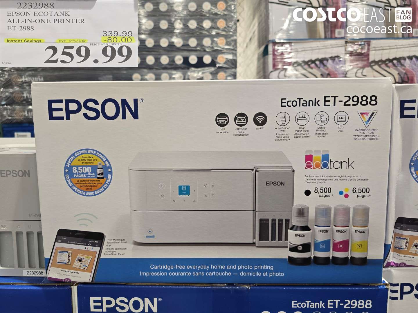 2232988 EPSON ECOTANK ALL-IN-ONE PRINTER ET-2988 ($80.00 INSTANT SAVINGS EXPIRES ON 2026-08-30) $259.99