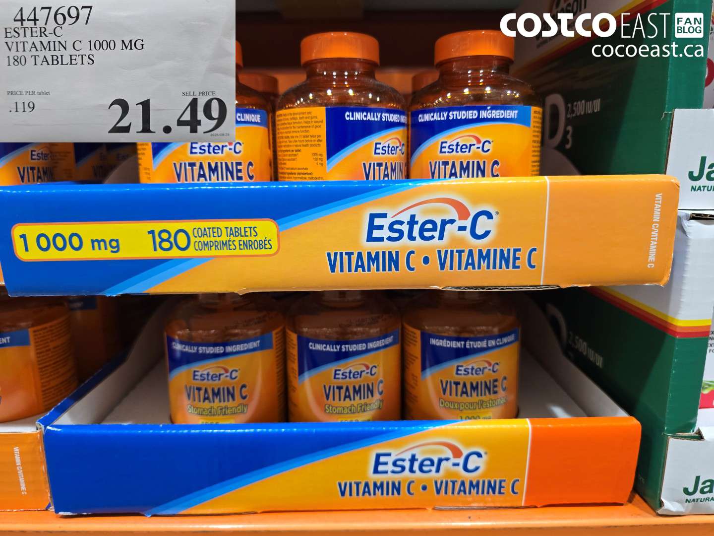 447697 ESTER-C VITAMIN C 1000 MG 180 TABLETS $21.49