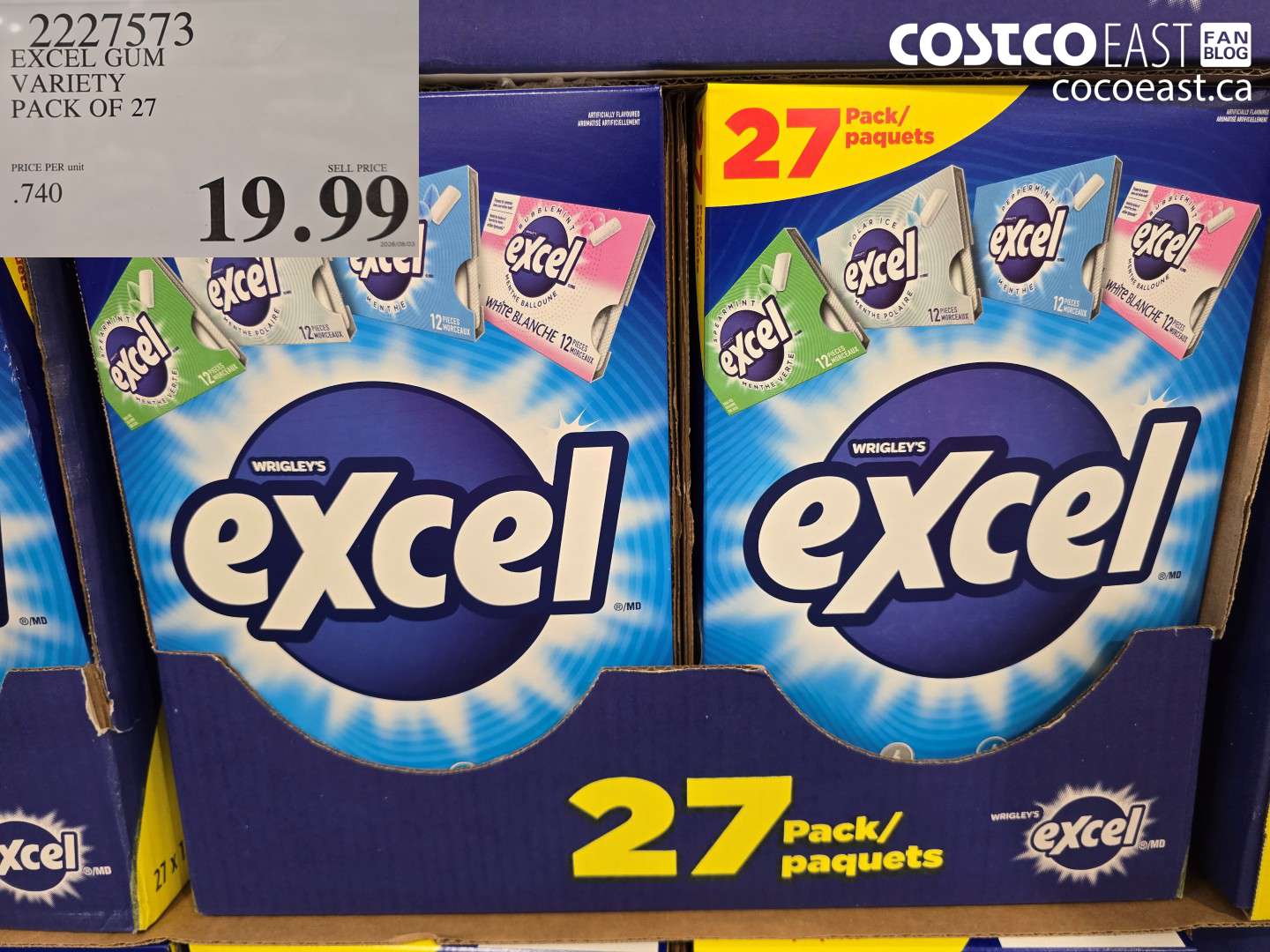 2227573 EXCEL GUM VARIETY PACK OF 27 $19.99