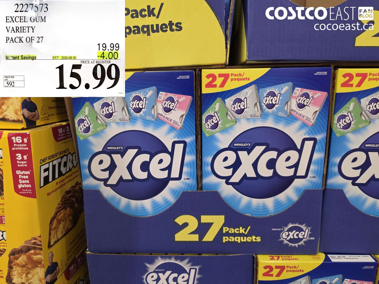 2227573 EXCEL GUM VARIETY PACK OF 27 ($4.00 INSTANT SAVINGS EXPIRES ON 2026-08-30) $15.99