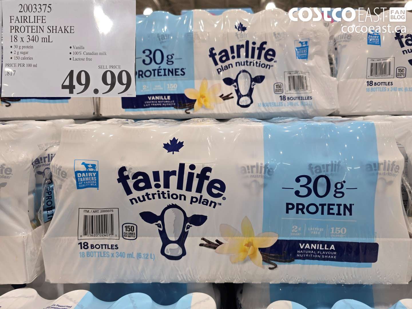 2003375 FAIRLIFE PROTEIN SHAKE 18 X 340 ML $49.99