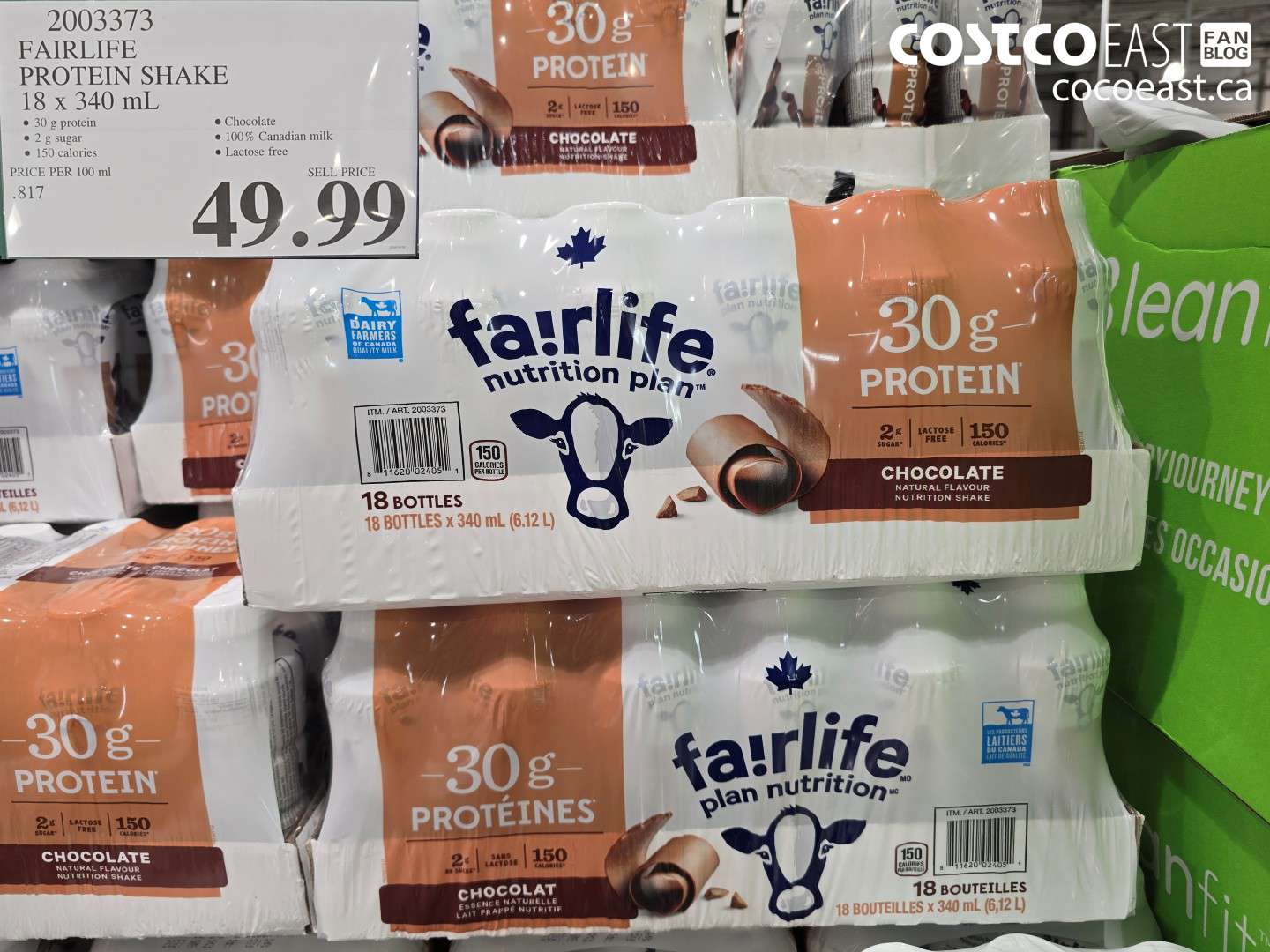 2003373 FAIRLIFE PROTEIN SHAKE 18 X 340 ML $49.99