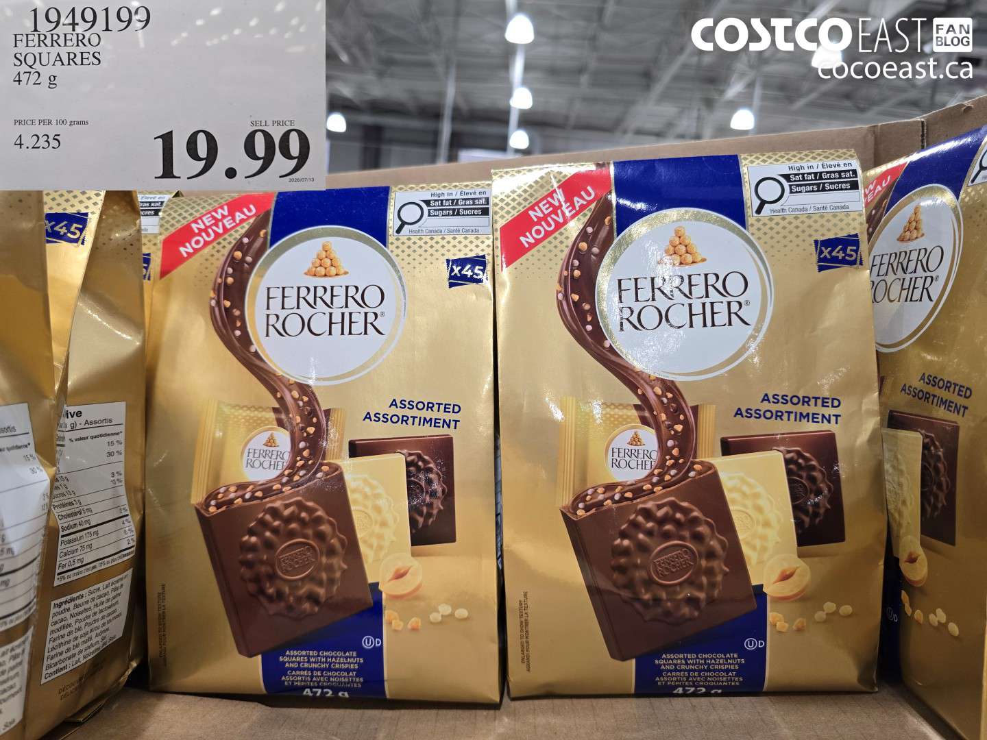 1949199 FERRERO SQUARES 472 G $19.99