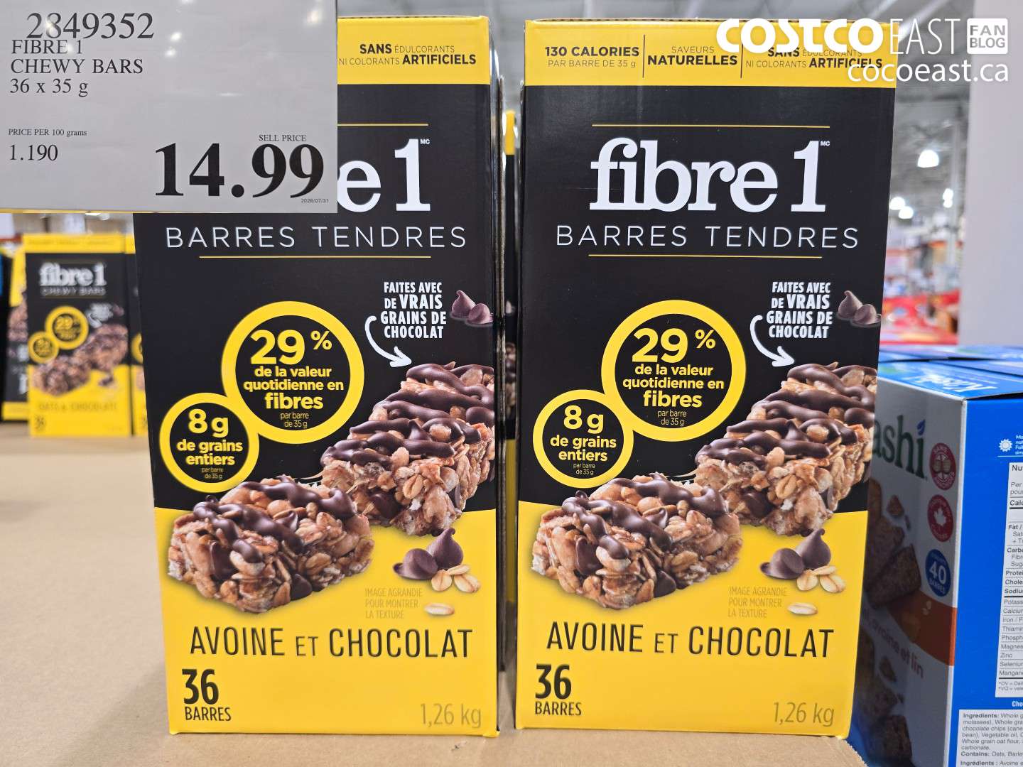 2849352 FIBRE 1 CHEWY BARS 36 X 35 G $14.99