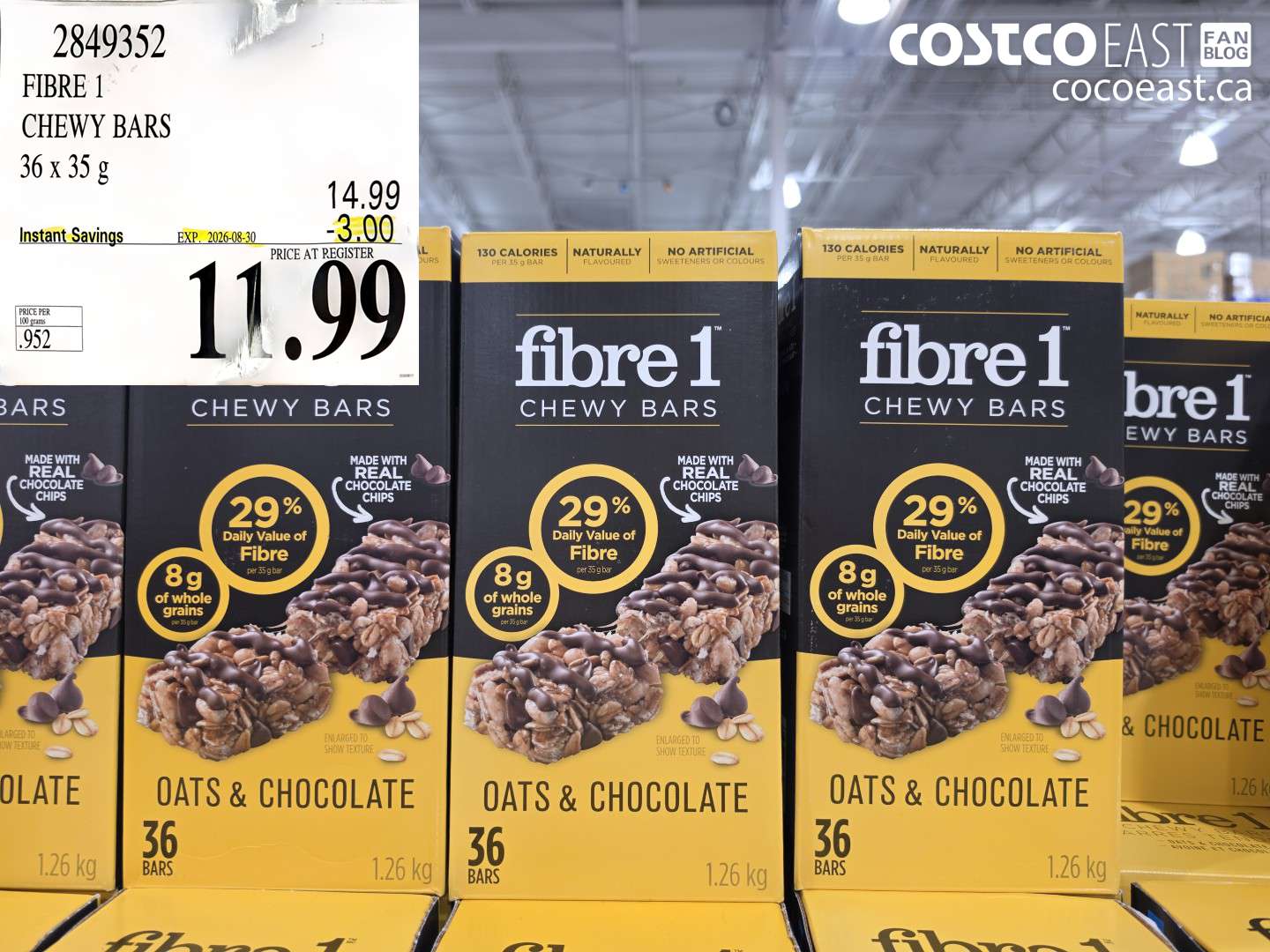 2849352 FIBRE 1 CHEWY BARS 36 X 35 G ($3.00 INSTANT SAVINGS EXPIRES ON 2026-08-30) $11.99