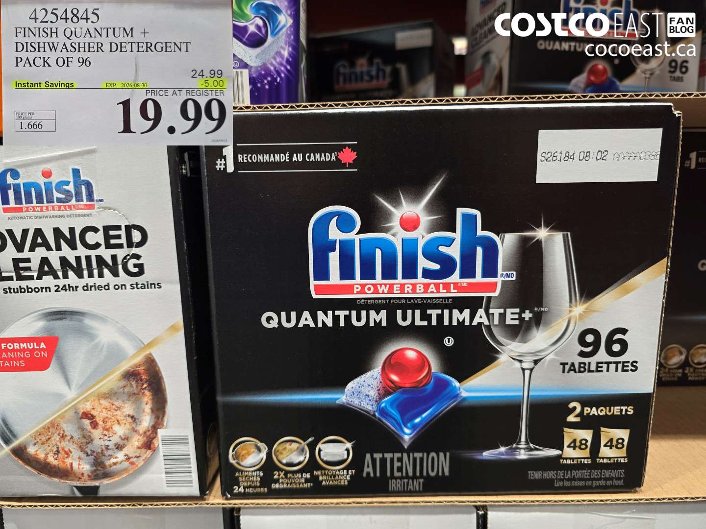 4254845 FINISH QUANTUM + DISHWASHER DETERGENT PACK OF 96 ($5.00 INSTANT SAVINGS EXPIRES ON 2026-08-30) $19.99