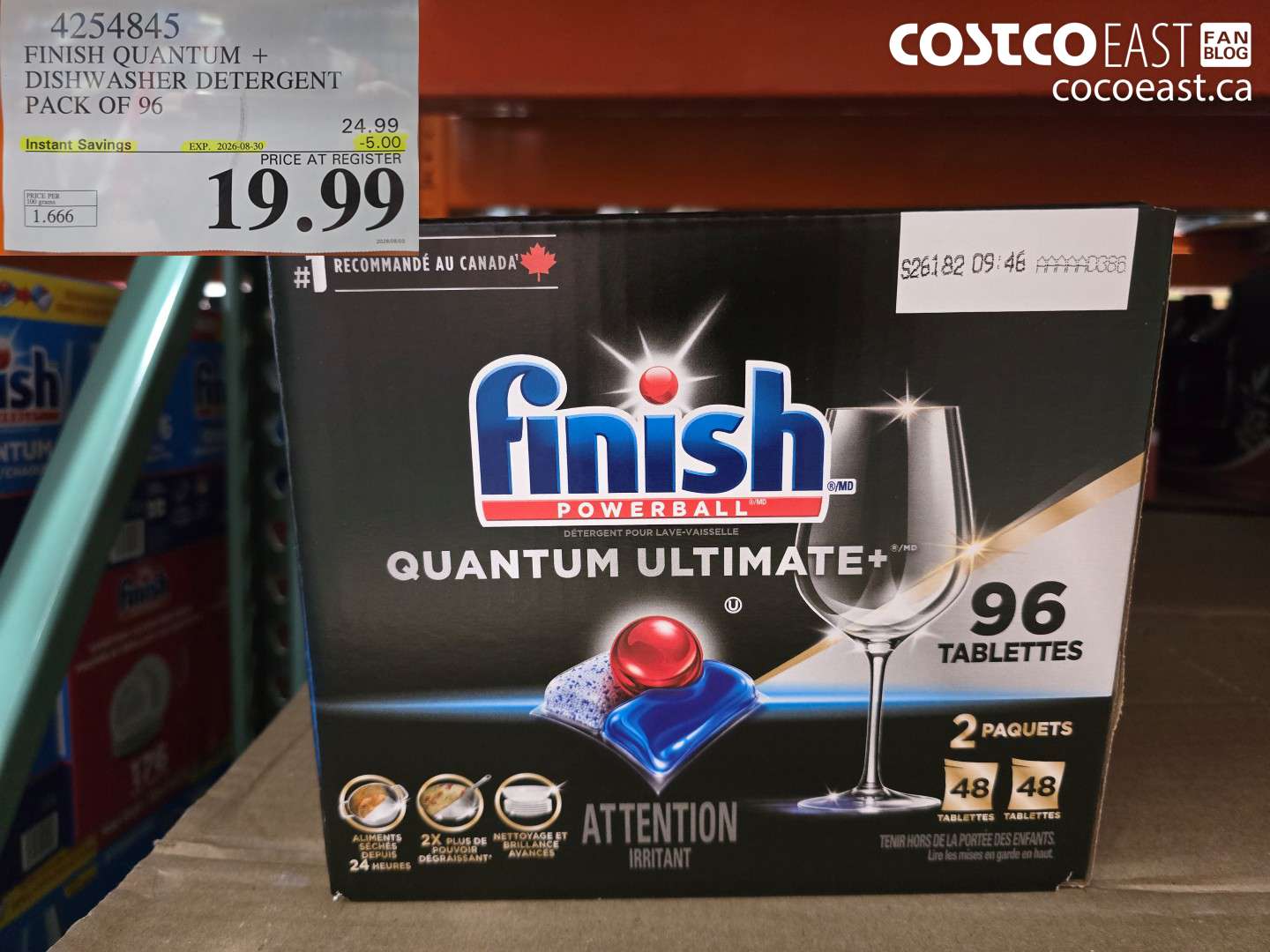 4254845 FINISH QUANTUM + DISHWASHER DETERGENT PACK OF 96 ($5.00 INSTANT SAVINGS EXPIRES ON 2026-08-30) $19.99