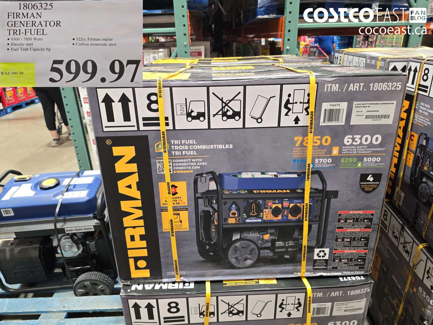 1806325 FIRMAN GENERATOR TRI-FUEL $599.97