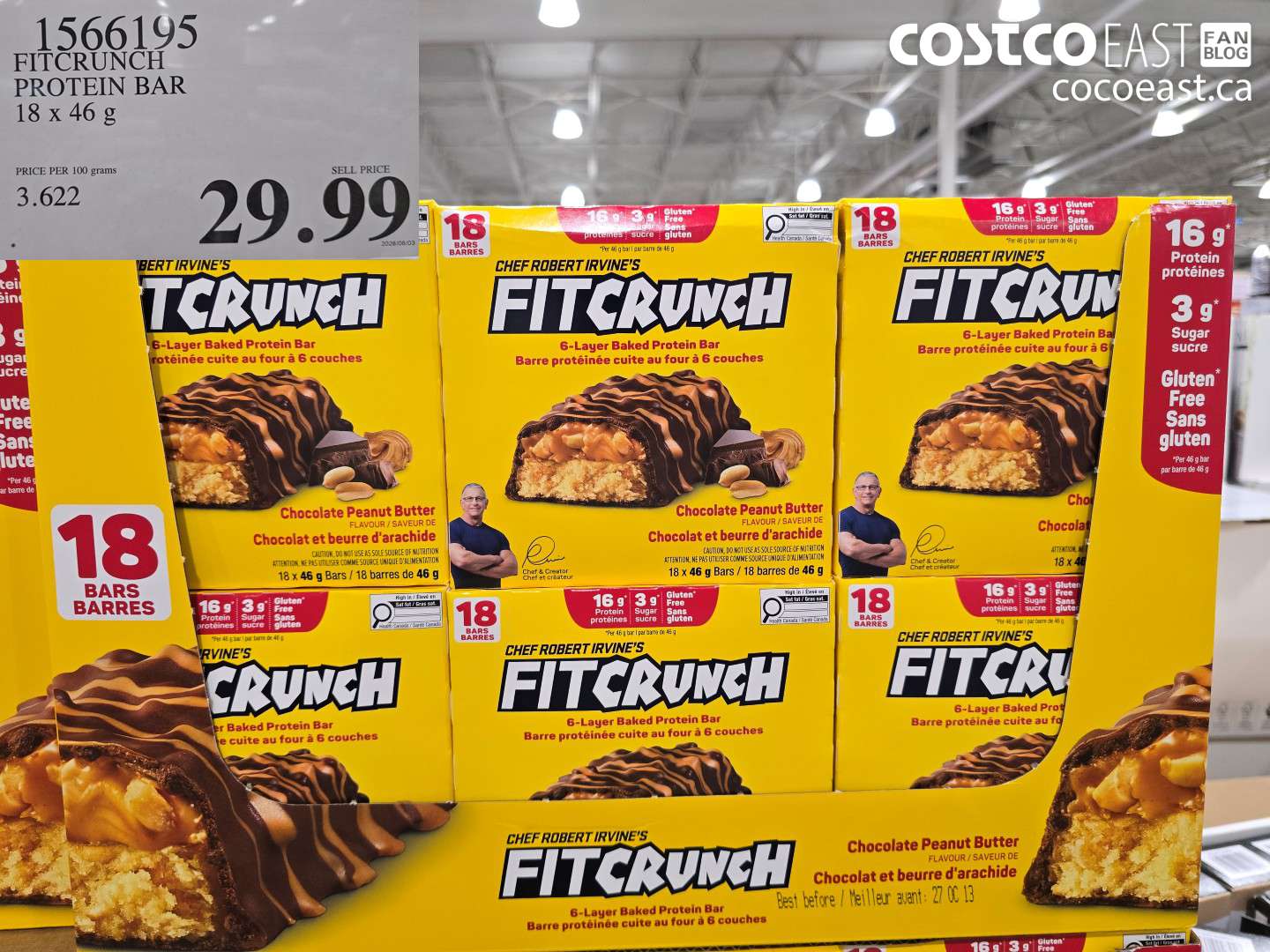 1566195 FITCRUNCH PROTEIN BAR 18 X 46 G $29.99