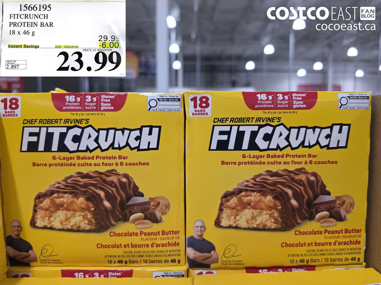 1566195 FITCRUNCH PROTEIN BAR 18 X 46 G ($6.00 INSTANT SAVINGS EXPIRES ON 2026-09-06) $23.99
