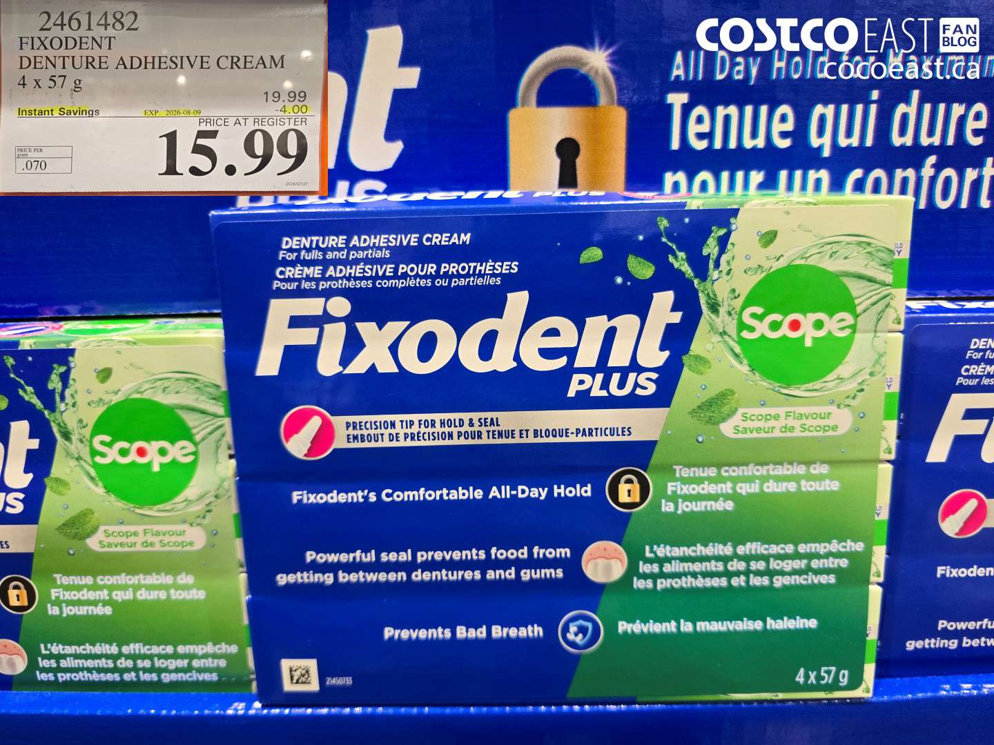 2461482 FIXODENT DENTURE ADHESIVE CREAM 4 X 57 G ($4.00 INSTANT SAVINGS EXPIRES ON 2026-08-09) $15.99