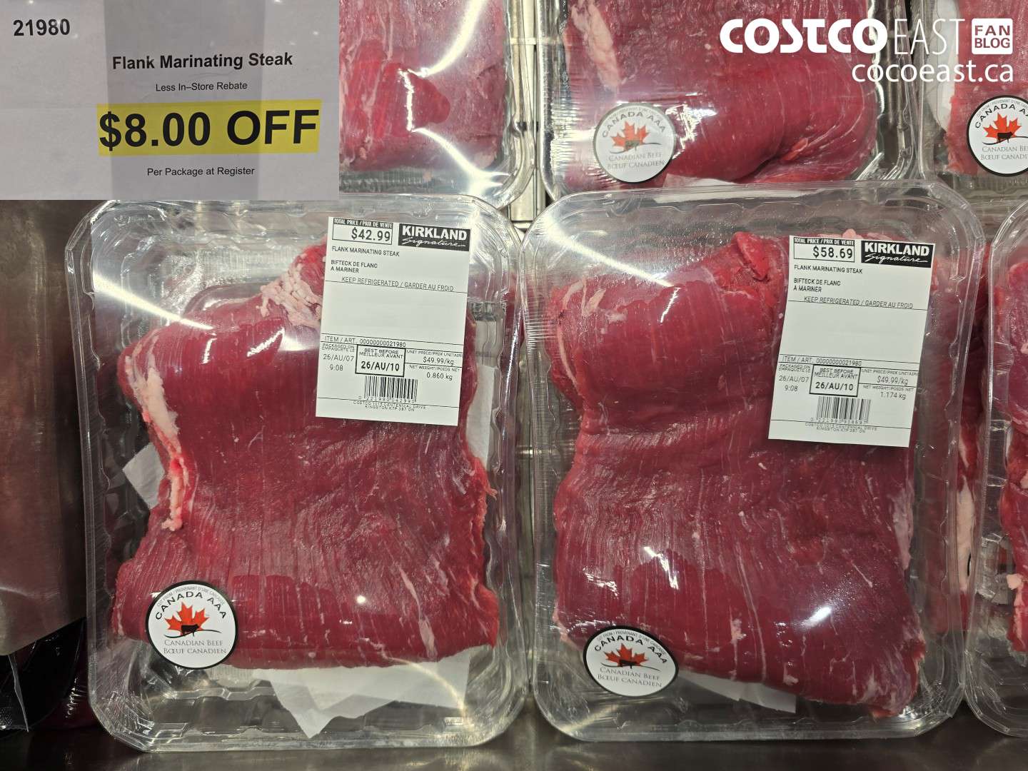 21980 FLANK MARINATING STEAK ($8.00 INSTANT SAVINGS)