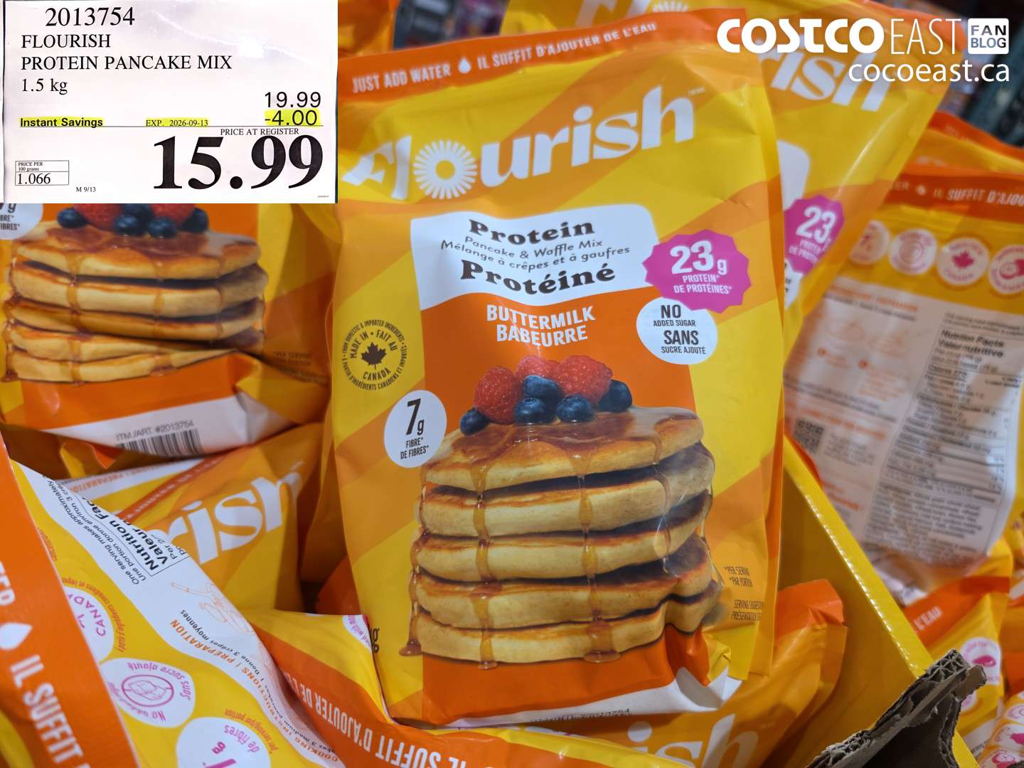 2013754 FLOURISH PROTEIN PANCAKE MIX 1.5 KG ($4.00 INSTANT SAVINGS EXPIRES ON 2026-09-13) $15.99