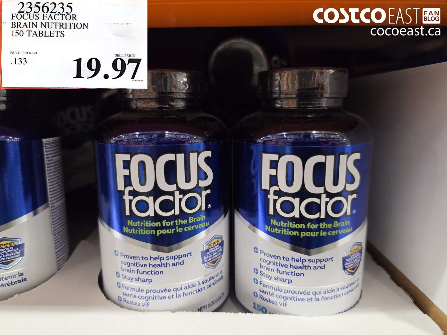 2356235 FOCUS FACTOR BRAIN NUTRITION 150 TABLETS $19.97