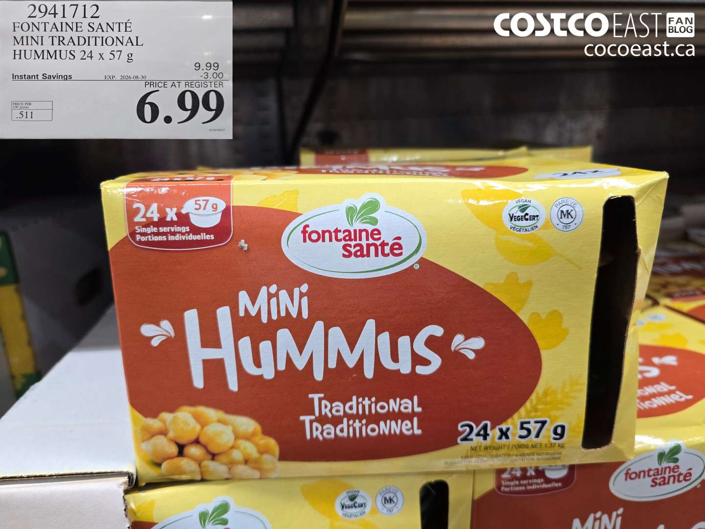 2941712 FONTAINE SANTÉ MINI TRADITIONAL HUMMUS 24 X 57 G ($3.00 INSTANT SAVINGS EXPIRES ON 2026-08-30) $6.99