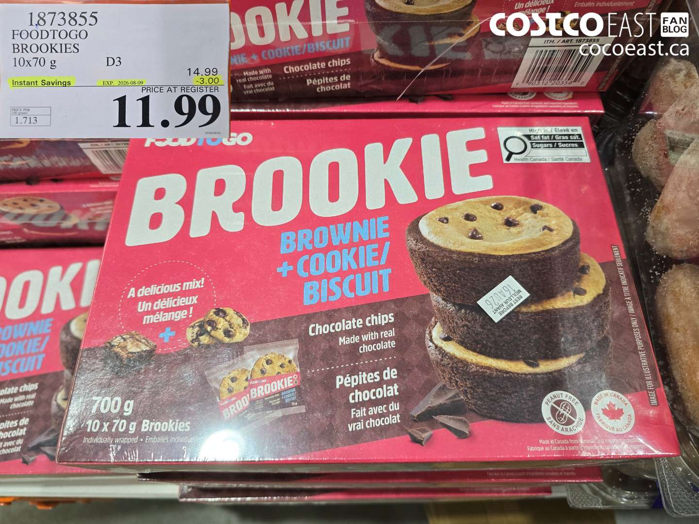 1873855 FOODTOGO BROOKIES 10X70 G ($3.00 INSTANT SAVINGS EXPIRES ON 2026-08-09) $11.99