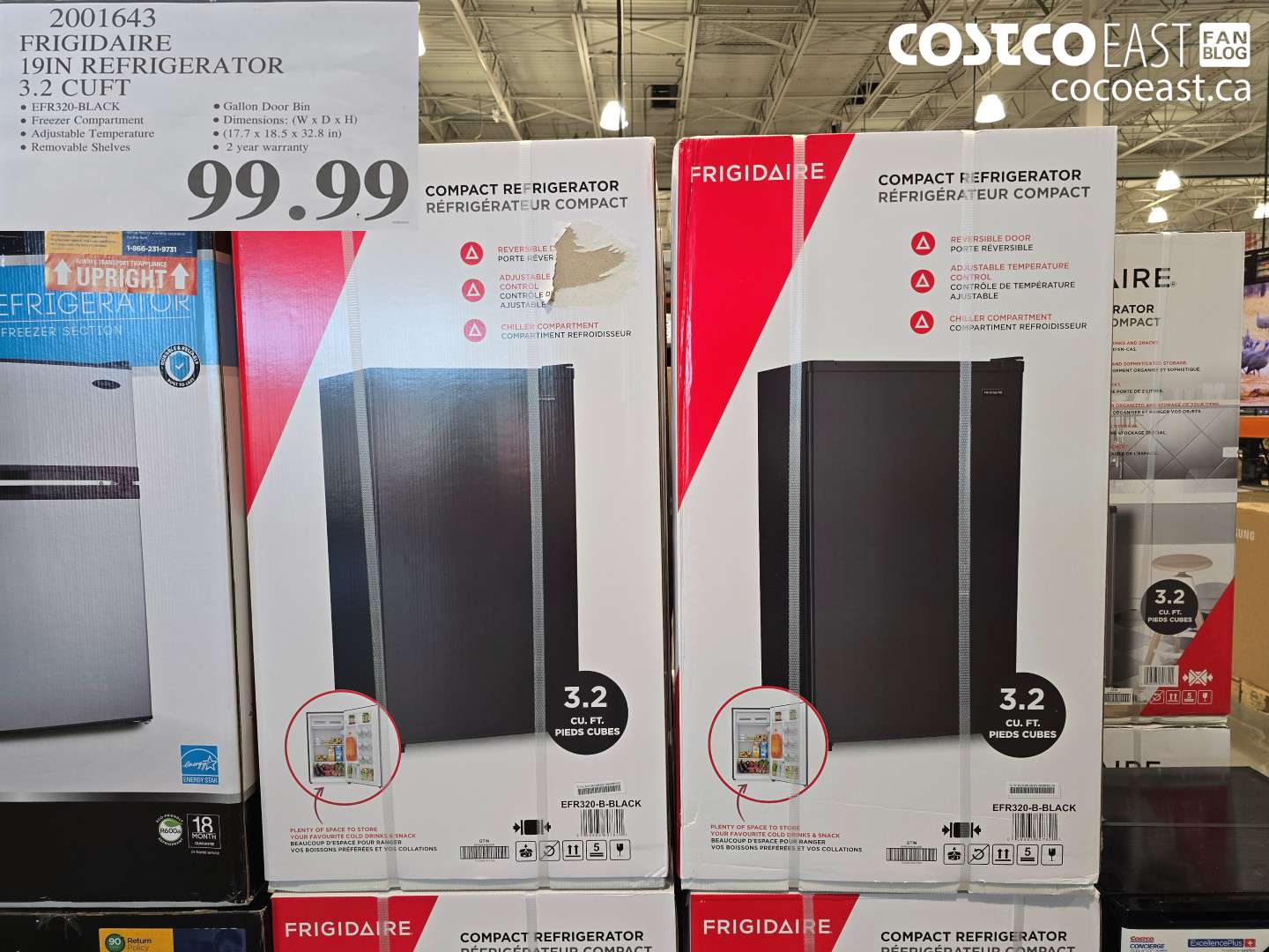 2001643 FRIGIDAIRE 19IN REFRIGERATOR 3.2 CUFT $99.99