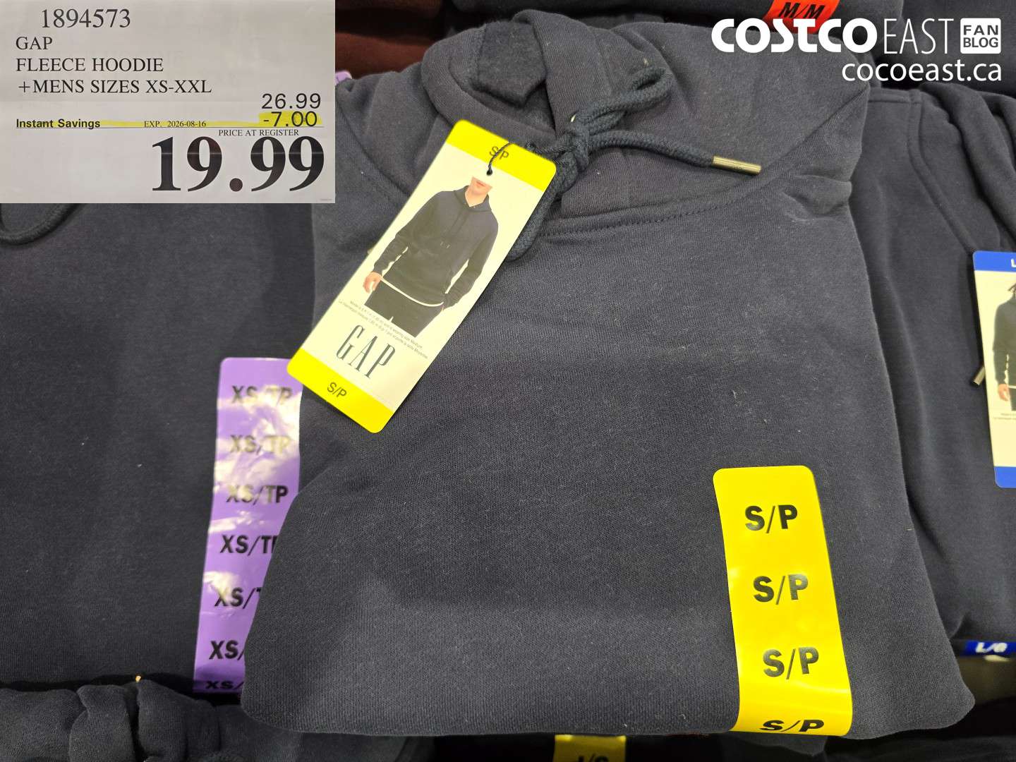 1894573 GAP FLEECE HOODIE MENS SIZES XS-XXL ($7.00 INSTANT SAVINGS EXPIRES ON 2026-08-16) $19.99