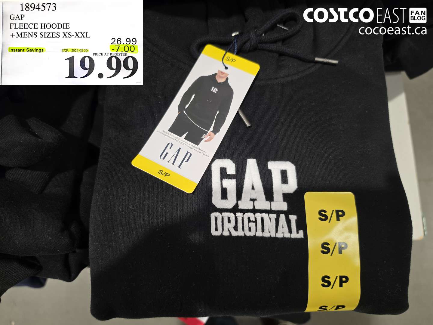1894573 GAP FLEECE HOODIE MENS SIZES XS-XXL ($7.00 INSTANT SAVINGS EXPIRES ON 2026-08-30) $19.99