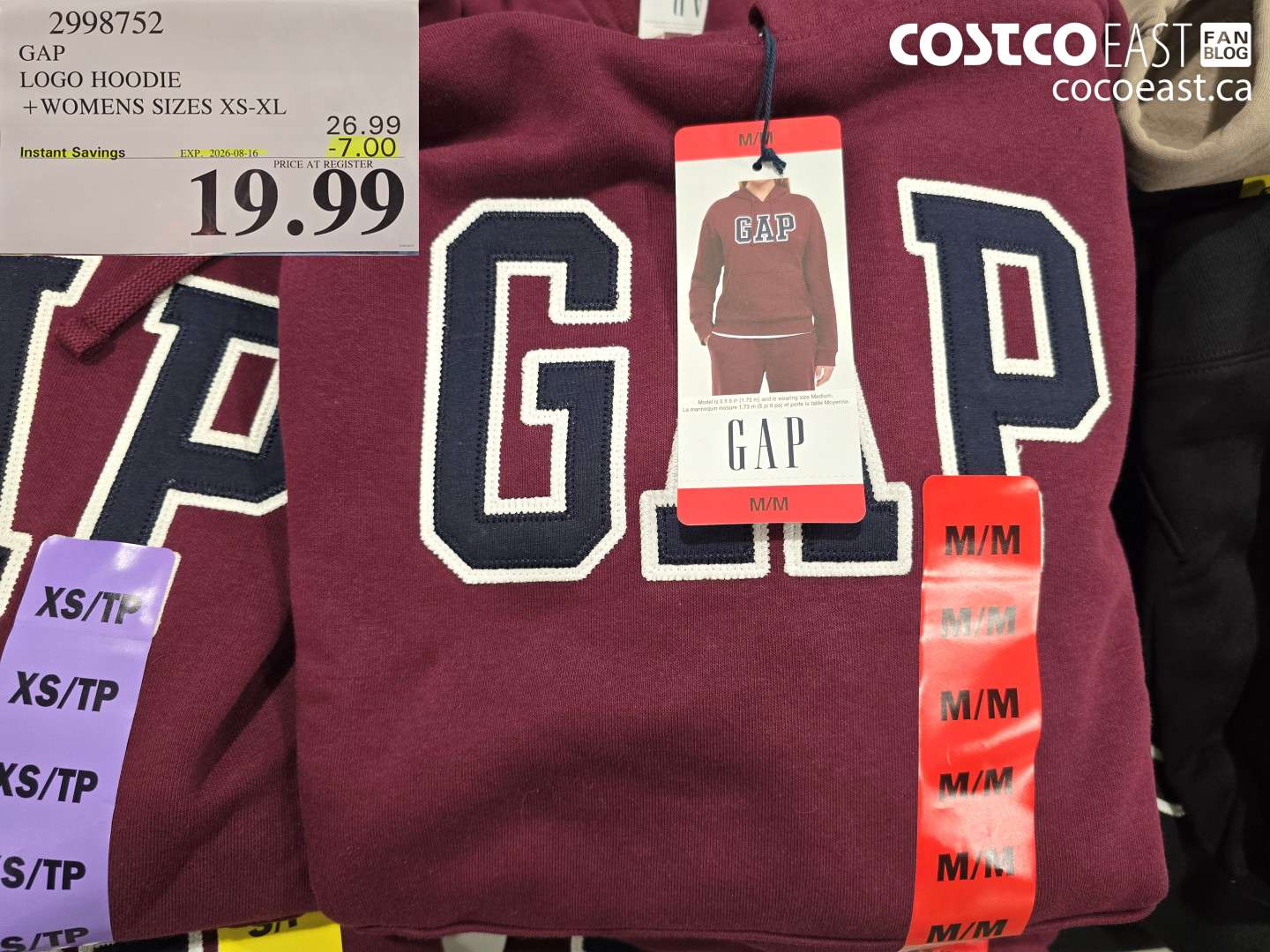 2998752 GAP LOGO HOODIE + WOMENS SIZES XS-XL ($7.00 INSTANT SAVINGS EXPIRES ON 2026-08-16) $19.99
