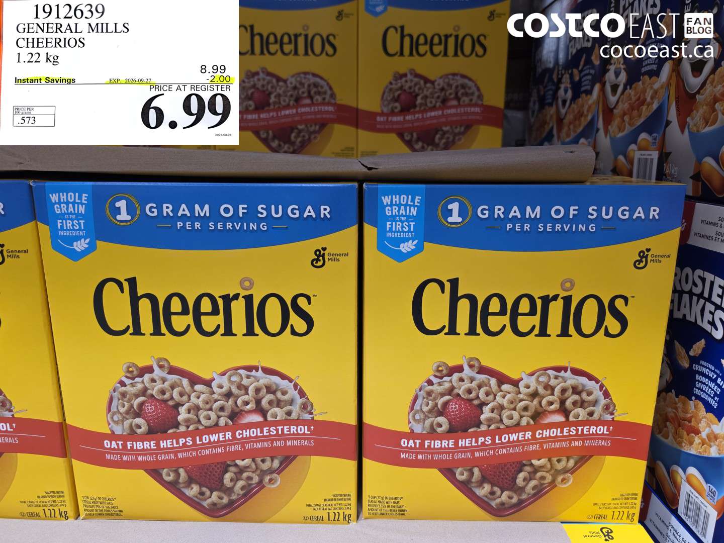 1912639 GENERAL MILLS CHEERIOS 1.22 KG ($2.00 INSTANT SAVINGS EXPIRES ON 2026-09-27) $6.99