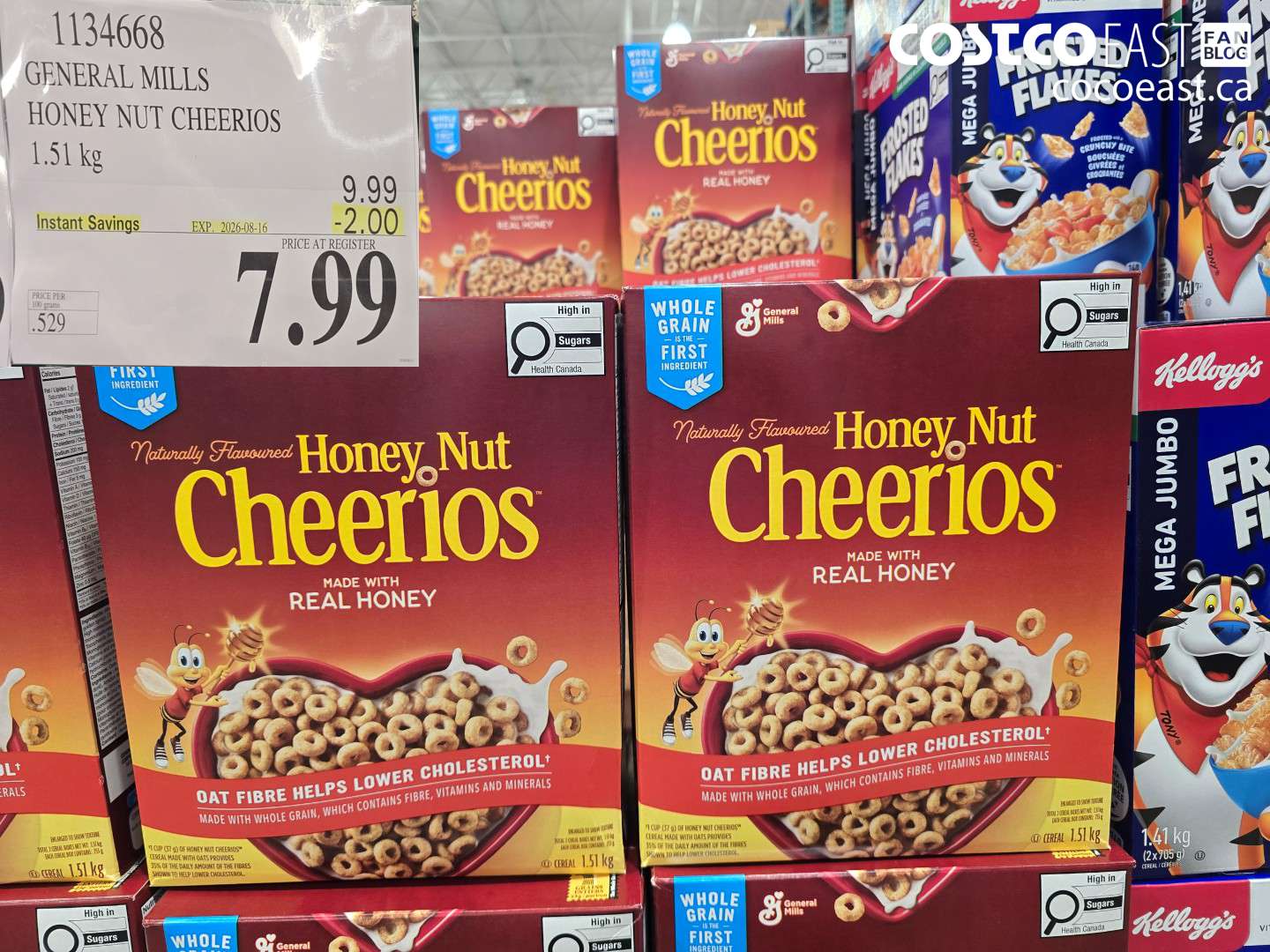 1134668 GENERAL MILLS HONEY NUT CHEERIOS 1.51 KG ($2.00 INSTANT SAVINGS EXPIRES ON 2026-08-16) $7.99