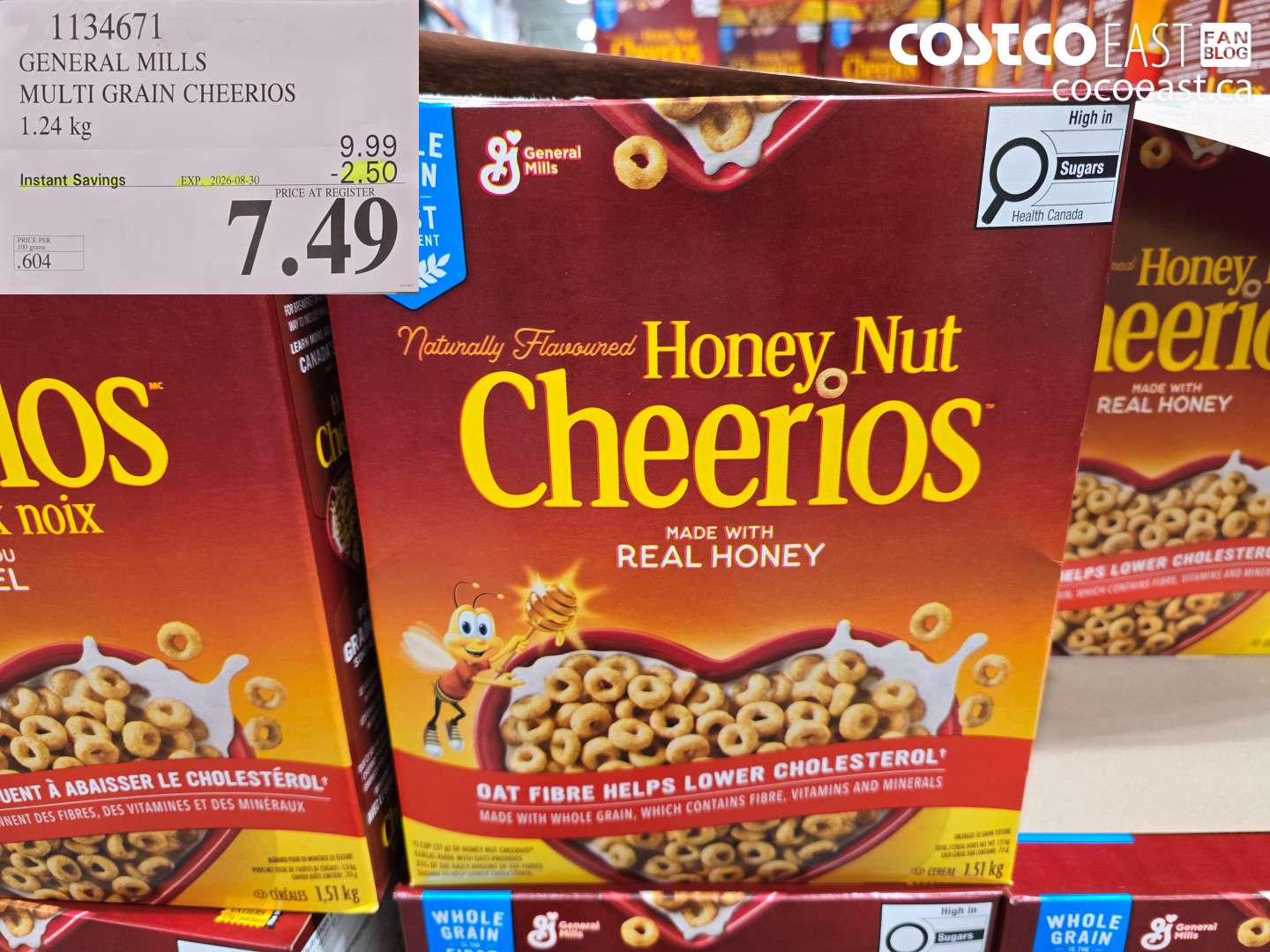 1134671 GENERAL MILLS MULTI GRAIN CHEERIOS 1.24 KG ($2.50 INSTANT SAVINGS EXPIRES ON 2026-08-30) $7.49
